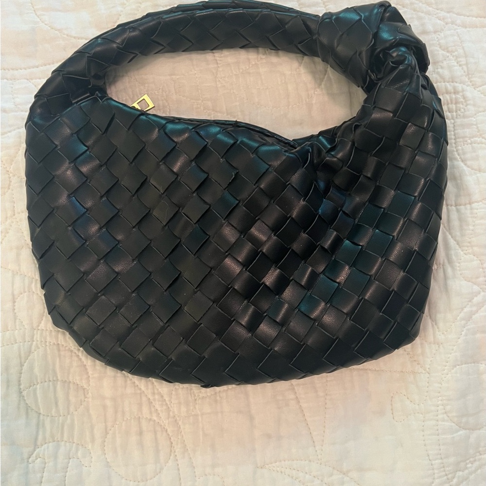 Elegant Black Woven Handbag